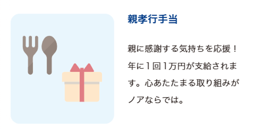 ▲親孝行手当(出所:採用パンフレット)